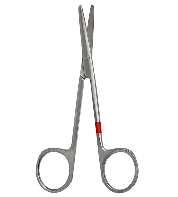 Einmal-Präparierschere fein (11,5 cm, stumpf/stumpf, gebogen)