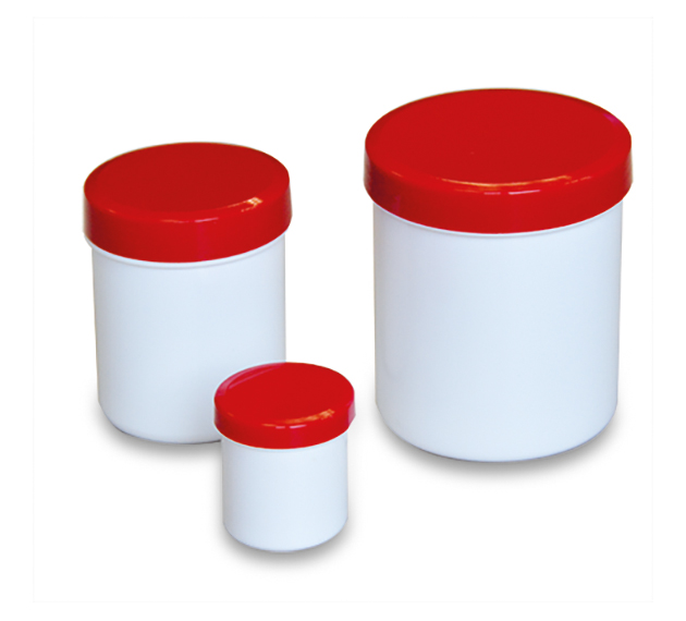 Salbenkruken weiß mit rotem Deckel