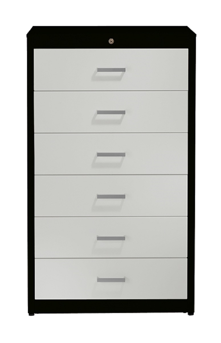 Karteischrank mit Bügelgriffen - 6 Schubladen