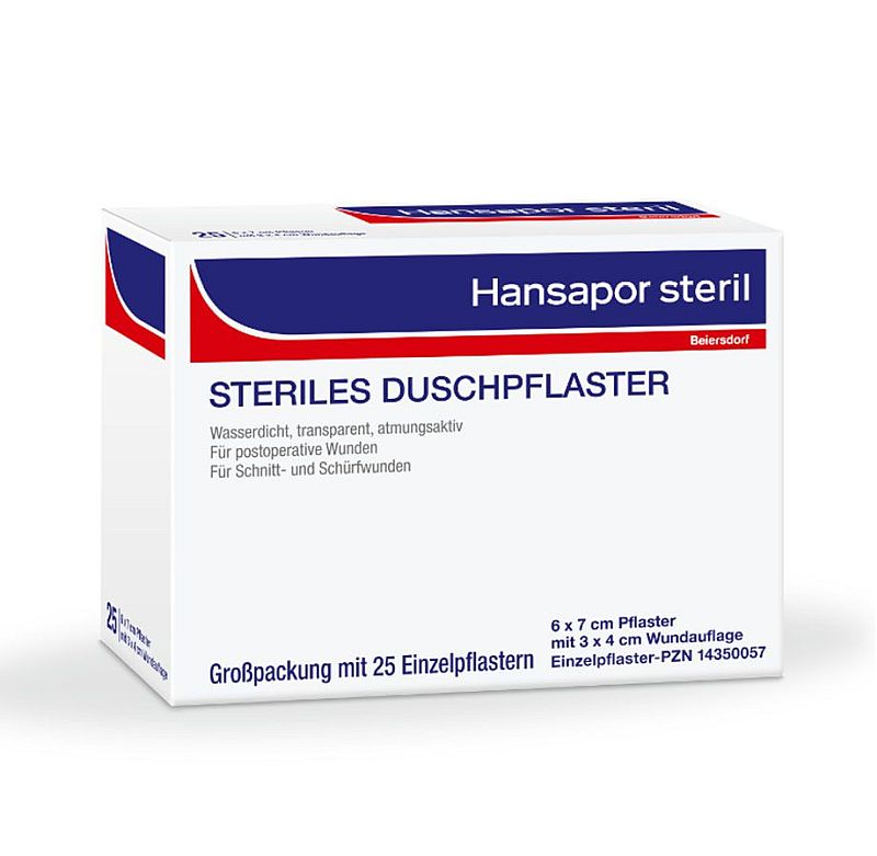 Duschpflaster Hansapor steril, 8 x 10 cm (Wundauflage 4 x 6 cm) 